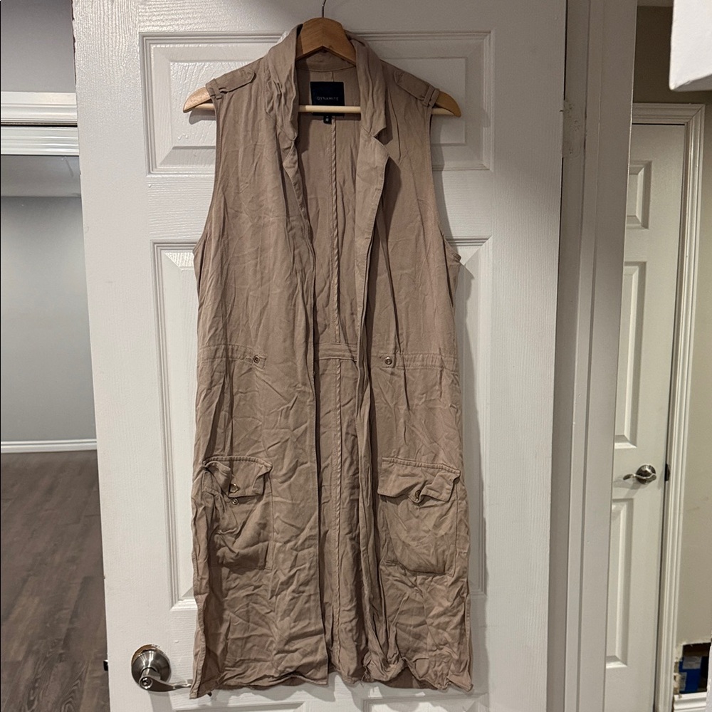 Dynamite Neutral Taupe Long Sleeveless Utility Vest